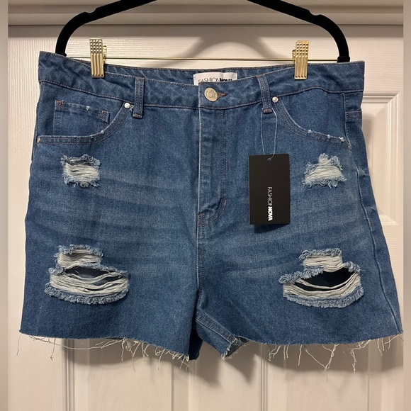 Fashion Nova Pants - NWT Fashion Nova Blue Distressed Jean Shorts